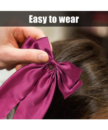 2 Pieces of Large Bow Hair Accessories Women's Bow Hair Clips Silk Long Tail Bow Hair Clips Cheerleading Hair Accessories Bow Crocodile Clips Suitable for Birthdays and Weddings - Buy Online on GoSupps.com