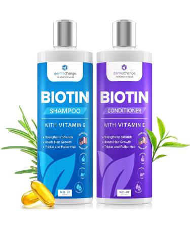 Hair Growth Shampoo and Conditioner Set - Biotin Shampoo for Thinning Hair and Hair Loss - Sulfate Free Shampoo for Color Treated Hair and Deep Conditioner for Dry Damaged Hair - Made in USA (16 oz) 16 Fl Oz (Pack of 2) - Buy Online on GoSupps.com