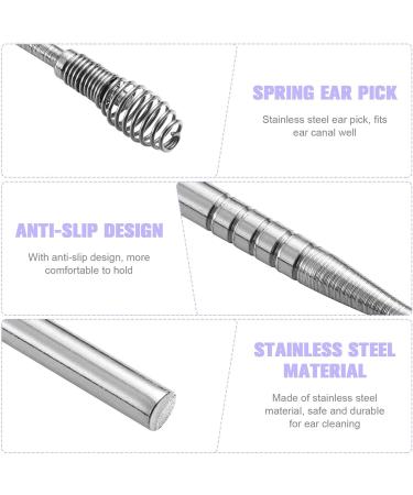 5PCS Ciieeo Spiral Ear Wax Removal Tool - Professional Stainless Steel Cleaner for Ear Massage - Silver - Buy Online on GoSupps.com
