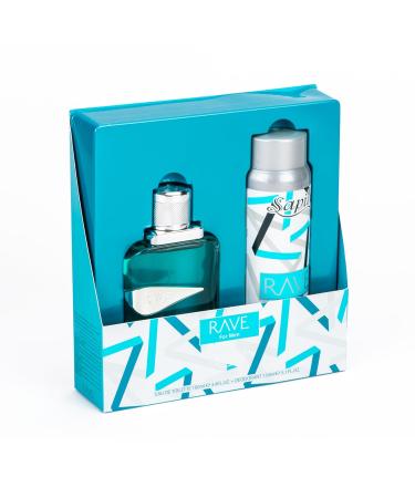 Sapil Rave Perfume for Men Giftset - Long-Lasting Dubai Perfume for Men - Fresh Spicy Aromatic EDT 3.4 Oz + Deodorant 5.1 Oz - Arabic Cologne for Men - Ideal for Everyday Use and Gifting - Buy Online on GoSupps.com