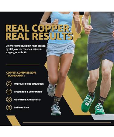 Lusenone Copper Ankle Brace Support (Pair) - Best Compression Sleeve for Plantar Fasciitis, Sprained Ankle, Achilles Tendon - Pain Relief & Recovery - Sports, Men & Women, Large Black - Buy Online on GoSupps.com