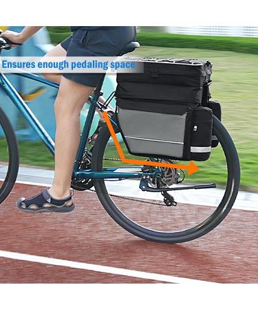 Pucuwu 3-in-1 Bike Bag | 68L Waterproof Rear Seat Carrier Trunk Bag | Reflective Trim | Multifunction Saddle Bags with Rain Cover - Black - Buy Online on GoSupps.com