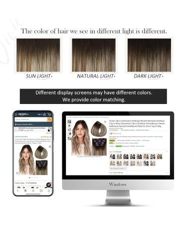Vivien Extensions - Real Hair Clip-In Remy Balayage Ombre Extensions | Dark Brown Light Brown Light Blonde | 45cm 18 Inch 120g 7PCs - Buy Online on GoSupps.com