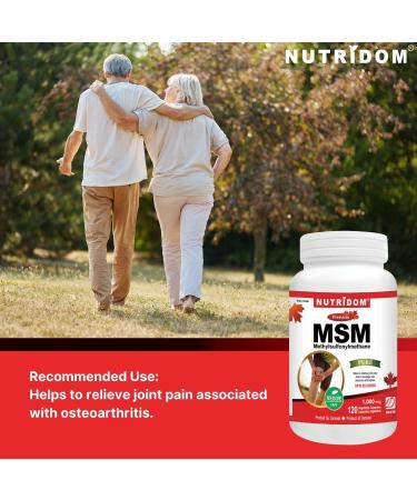 Nutridom MSM 1 000mg Supports Joint Health Methylsulfonylmethane Supplement Non-GMO Vegan Gluten-Free Dairy & Soy Free (120 Veggie Capsules) - Buy Online on GoSupps.com