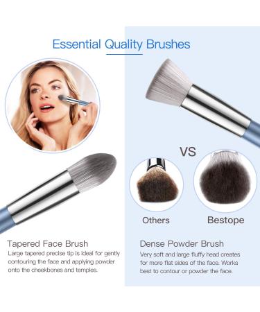 Premium Synthetic Makeup Brush Kit | Blending Face Powder Blusher Concealer & Eyeshadow Brushes - Blue - Buy Online on GoSupps.com