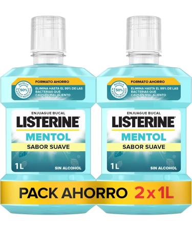Listerine Listerine Menthol Mild Flavour (Pack of 2 x 1000 ml) Fluorine Cooling Mouthwash Alcohol-free Daily Use Mouthpiece Mouth El