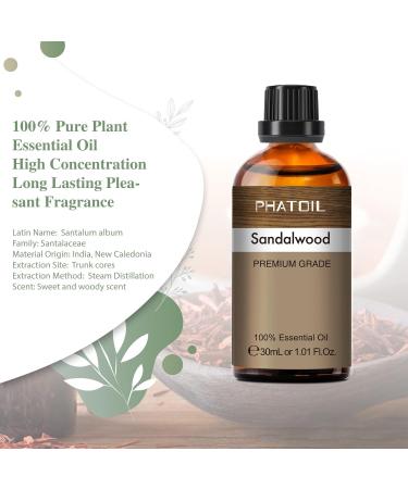 PHATOIL Sandalwood Essential Oil 30ML - Premium Grade Pure Oil for Diffusers, Aromatherapy, and Candle Making - Buy Online on GoSupps.com