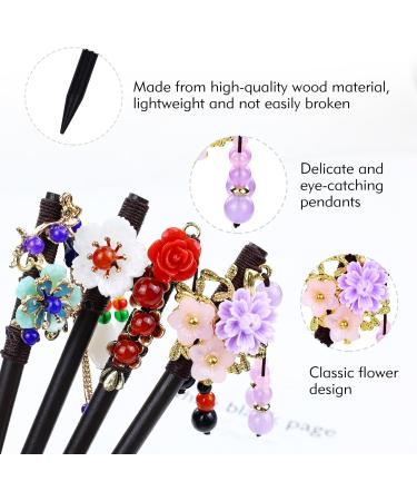 inSowni 8 Pieces Vintage Retro Asian Japanese Chinese Traditional Hanfu Flower Wooden Hair Sticks with Bead Pendants Hair Pins Forks Chopsticks Headpieces for Women Girls Teens Buns Updos - Buy Online on GoSupps.com