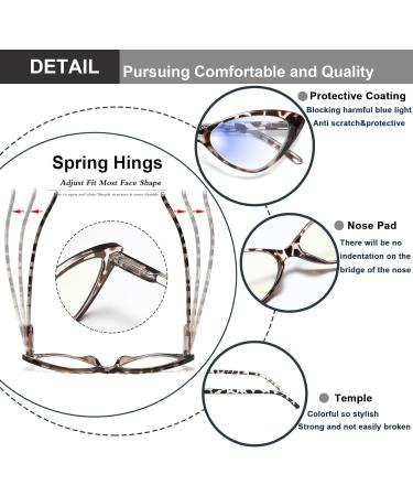 EYEURL 4-Pack Cat Eye Reading Glasses for Women - Blue Light Blocking Anti-Glare Spring Hinges - Stylish 1.50 Readers in Black Pink Clear & Pink Tortoise - Buy Online on GoSupps.com