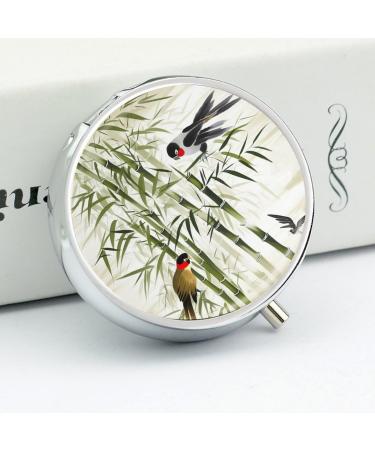 Portable 3 Compartment Pill Box - Travel Medicine Organizer with Fish Bird Bamboo Leaves Design - Small Pill Case for Purse & Pocket - Buy Online on GoSupps.com