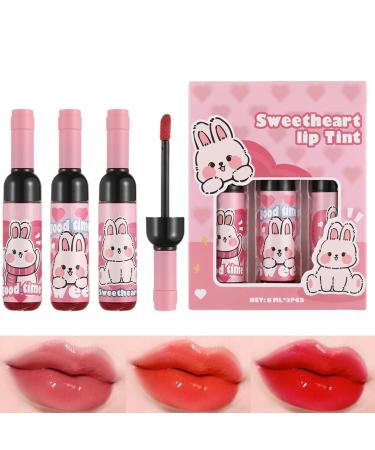 Lip Gloss Lip Liner Stain3 Colors Moisturizing Lip Liner Stain Antistick Cup Wine Bottle Shape Beauty Supplies for Daily Commuting or Dating