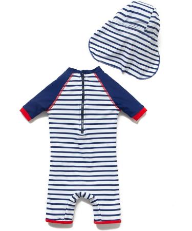 BONVERANO Toddler Boys Swimsuit | UPF 50+ Captain Bathing Suit for 2-3 Years | Short-Sleeve Zipper One Piece Swimwear - Buy Online on GoSupps.com