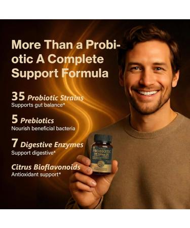 Probiotics for Women & Men 100 Billion CFU Probiotic for Digestive Gut & Immune Health - with Prebiotics Bioflavonoids & Digestive Enzyme 35 Strains Raw Probiotic Supplement 180 Caps 60 Count (Pack of 3) - Buy Online on GoSupps.com