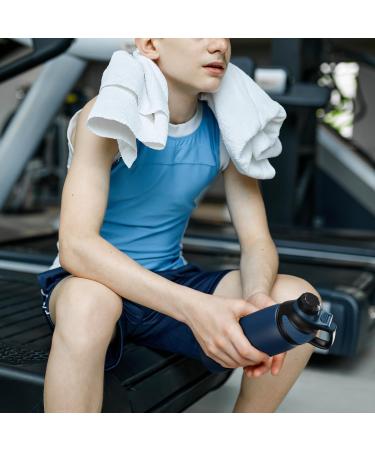 FJBOTTLE Stainless Steel Sports Drinking Bottle | 600ml BPA-Free Magnetic Lid Leak-Proof | Ideal for School Fitness and Outdoor Activities | Dark Blue - Buy Online on GoSupps.com