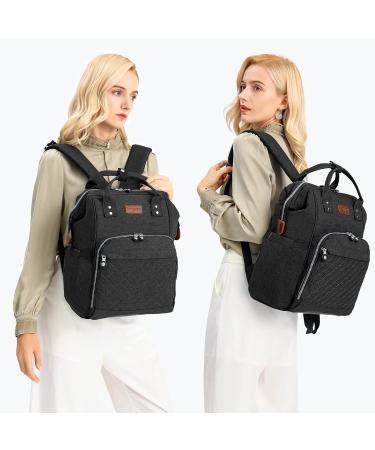 KONO Baby Diaper Bag - Multifunctional Nappy Backpack with Large Capacity & Stroller Straps - Black - Buy Online on GoSupps.com