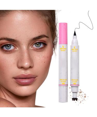 Teksome Freckle Pen Face Stain Pen - 2-in-1 Waterproof Beauty Pen - Faux Freckles and Eyeliner Stencils for Natural Skin Makeup