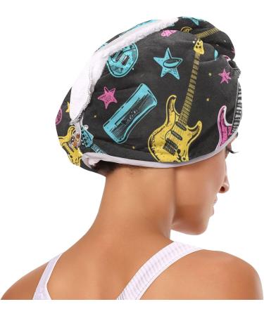 Super Absorbent Blue Pink Yellow Guitars Hair Towel 2 Pack - Quick Dry Turbans for Women & Girls - Buy Online on GoSupps.com