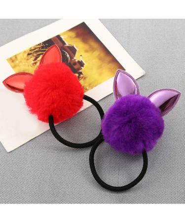 Minkissy Pompom Hair Ties - Cute Rabbit Ears Ponytail Holders | Multicolor Elastic for Women & Girls (8pcs) - Shop Internationally! - Buy Online on GoSupps.com