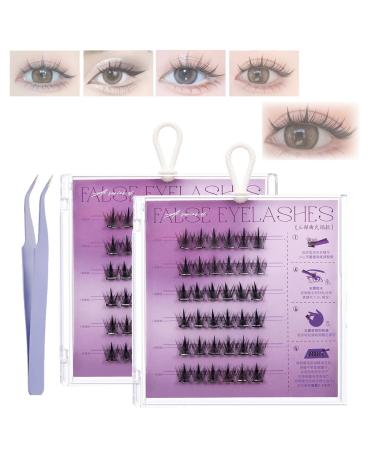 Fish Tails Glueless Press-On Eyelashes Press on Lashes No Glue Needed Self Adhesive Lash Clusters Press on Eyelashes No Glue Needed Reusable Self Adhesive Eyelashes