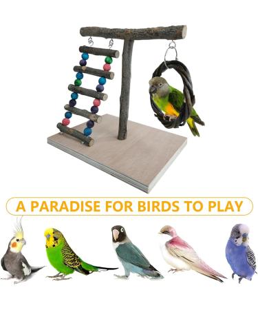 Vogel Papagies Wooden Bird Playground for Parrots & Budgerigars - Fun with Ladders & Swings - Buy Online on GoSupps.com