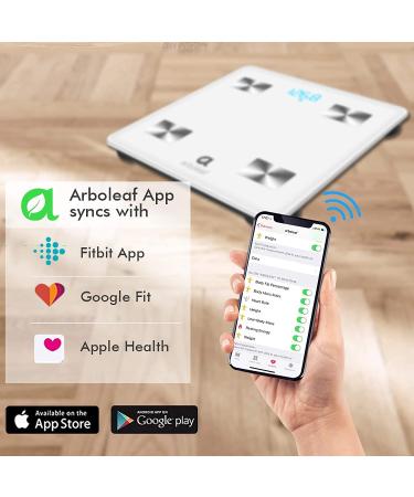 Arboleaf Smart Body Weight Scale with 14 Key Body Composition Analysis - Highly Accurate, Syncs with Apps, 5-400 lbs (White) - Buy Online on GoSupps.com