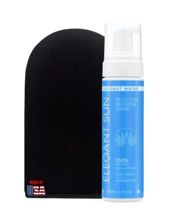 Self Tanner Mousse with Self Tanning Mitt Coconut Water Tanning Mousse Fake Tan Sunless Foam Flawless Sunless Tanner without the Odor Vegan Paraben Free by Elegant Sun