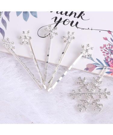 Minkissy Snowflake Hair Clips - 6 Christmas Crystal Hairpins for Winter Styling (White) | International Shipping Available - Buy Online on GoSupps.com