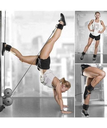 AOHO MOOON Adjustable Neoprene Ankle Wrist Cuffs with D-Ring for Cable Machine - Black (Pair) - Buy Online on GoSupps.com