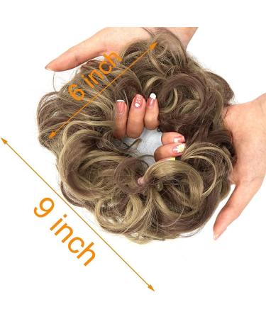 2 PCS Messy Bun Hair Scrunchies Synthetic Extension - Light Brown Mix Ash Blonde - Buy Online on GoSupps.com