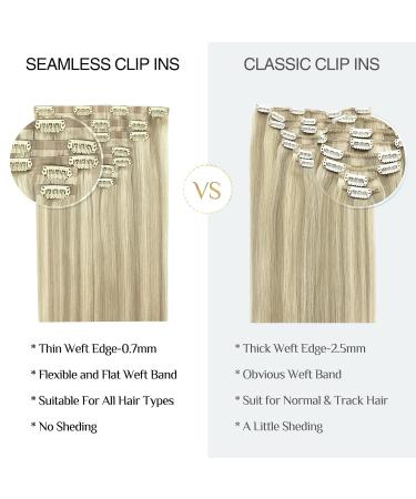 Doores Seamless Clip-in Hair Extensions - Ashblond Highlights 50cm (20 Inch) 7 Pieces 110g Real Hair #17a/60a - Natural Look International Shipping - Buy Online on GoSupps.com