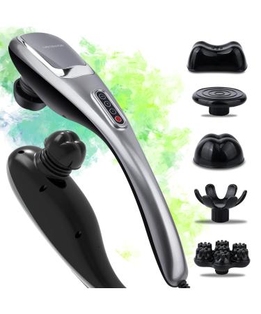 MEGAWISE Handheld Back Massager | Powerful 3600 RPM 5-Speed Motor Knotty Muscle Relief |Deep Tissue Percussion Massage for Back, Neck, Shoulders, Waist and Legs | Mega Versatile with 5 Nodes in Box