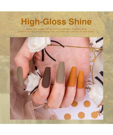 AUBSS Autumn Gel Nail Polish Set - 6 Stunning Colors for Winter | Gold Glitter, Brownish Orange, Brown | Soak Off LED Gel Kit for Nail Art | Perfect Manicure Gift for Women - Buy Online on GoSupps.com