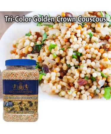 Golden Tri Color Couscous - 100% Natural Non-GMO Pearled Noodles for Mediterranean Salads, Soups & More - 32 Oz - Buy Online on GoSupps.com