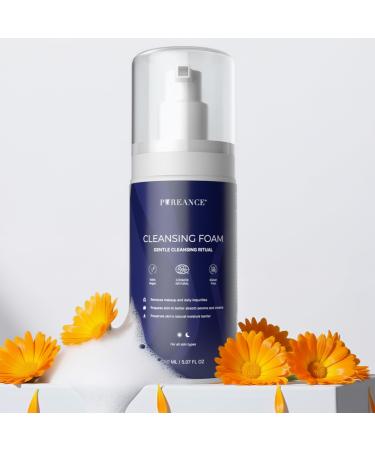PUREANCE Cleansing Foam - Face Wash for Women - Gentle Foaming Facial Cleanser - Sensitive Skin Facewash - With Calendula Chamomile Lactic Acid & More - 5.07 Fl Oz