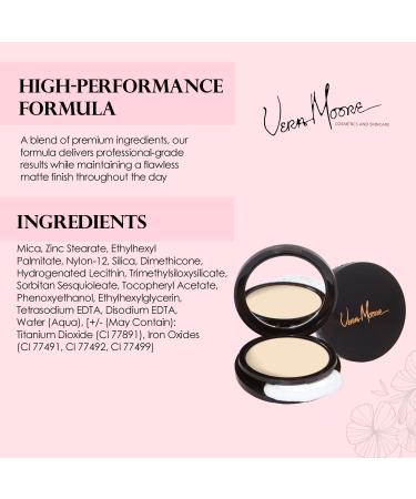 Vera Moore Matte Pressed Powder | Full Coverage Makeup Setting Compact for All Skin Types (Linen 12.5g) - Shine-Free Flawless Finish - Buy Online on GoSupps.com