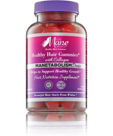 The Mane Choice MANETABOLISM Drops Healthy Hair Growth Gummies with Collagen - Hair Nutrition Supplements for Longer, Thicker and Healthier Hair, Hair Vitamins for Women & Men (60 Gummies) Gummy Vitamins