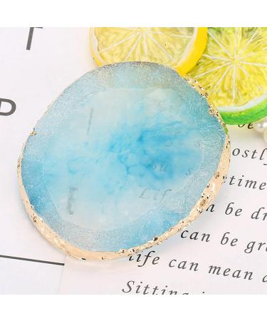 Resin Stone Manicure Palette Gilded Edge Nail Art Pallet Nail Art Mixing Palette Nail Art Paint Palette for Lipstick Pigment Mixing(Blue) - Buy Online on GoSupps.com