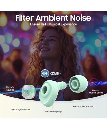 Premium Earplugs for Concerts - Reusable Silicone Noise Reduction with 23dB Filter 8 Sizes XS-S-M-L - Perfect for Musicians Bars & Sports (Green - Buy Online on GoSupps.com