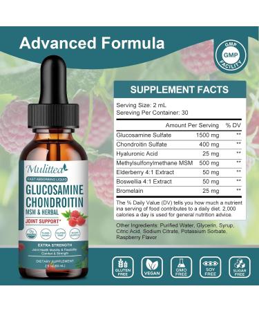 (2 Pack) Glucosamine Chondroitin MSM Liquid Drops - Extra Strength Joint Support Supplement with Elderberry  Boswelia  Bromelain  Hyaluronic Acid - Antioxidant Immune Support for Adults  Men & Women - Buy Online on GoSupps.com