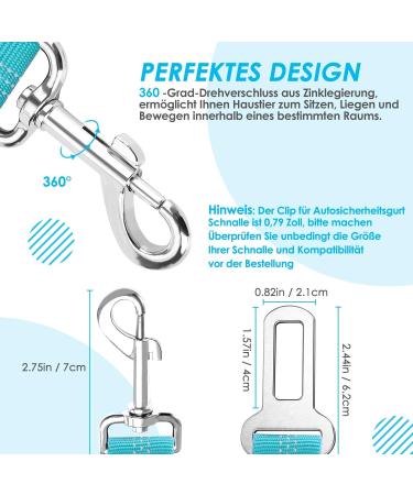 Slowton 2-in-1 Dog Car Seat Belt - Tangle-Free Durable & Adjustable Reflective Dog Safety Belt for Small Dogs - Azure Blue - Buy Online on GoSupps.com