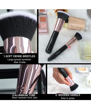 Flat Top Kabuki Foundation Brush Set - Premium Makeup Brushes for Liquid, Cream, Concealer, Mineral Powder - 04black - Buy Online on GoSupps.com