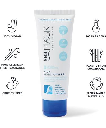 Sea Magik Face Moisturiser for Dry Skin - Hydrating Face Cream for Sensitive Skin with Dead Sea Salt Allergen Free Face Care to Soothe Psoriasis and Eczema Lightweight Vegan Cruelty Free (75ml) - Buy Online on GoSupps.com