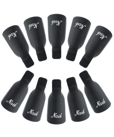 G2PLUS Gel Nail Remover Clips - 10 PCS Nail Polish Remover Finger Clips - Plastic Nail Soak Off Clips - for Removing Gel Nail Polish Black