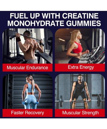 Buy Creatine Monohydrate Gummies - 5g Chewable Supplement for Strength Growth & Energy | Taurine & B6 | Low Sugar Organic | 2 Pack 60 Count - Buy Online on GoSupps.com