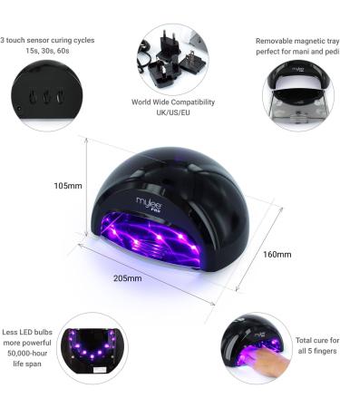 Mylee 15 Seconds Cure Convex Curing LED Gel Polish Nail Drying Lamp Kit - 3 Curing Cycle | Compatible with All Gel Polish | Includes Mygel Top & Base Coat, Prep + Wipe Gel Remover | Black Lamp - Buy Online on GoSupps.com