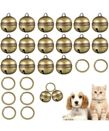 Dog Collar Bell 16Strings in 8 Pieces Pet Bells for Collar Loud Brass Cat Bells for Collar with Key Rings Vintage Bronze Jingle Bells for Doorbell Potty Training