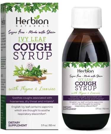 Herbion Naturals Ivy Leaf Cough Syrup with Thyme and Licorice 5 FL Oz soothes throat and relieves breathing problems for adults children 13 months and older pack of 24 - Buy Online on GoSupps.com