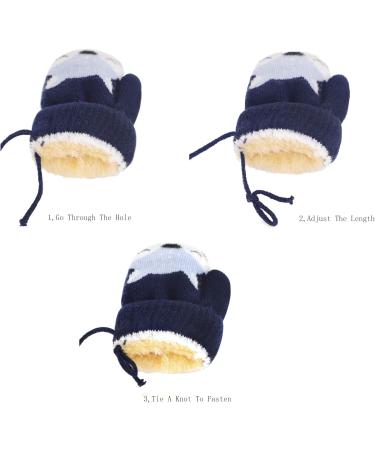 Cute Fox Knitting Short Full Finger Gloves for Toddler Kids 1-3 Yrs - Navy Blue - Buy Online on GoSupps.com