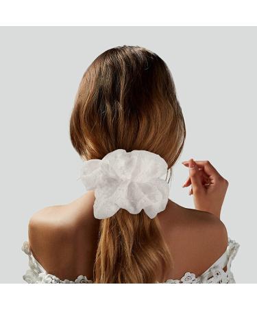 YOHAMA 6.3 Inch Oversized White Scrunchies - Big Hair Scrunchie for Girls - Elastic Hair Ties - Thick Hair Wrap - Ponytail Holder - Bun Decoration (1 pc) - Buy Online on GoSupps.com