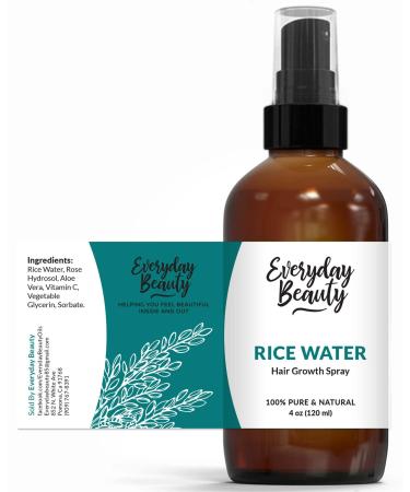 Rice Water For Hair Growth - All Natural Vegan Hair Mist For Damaged Dry Thin Hair - Strengthen, Moisturize & Thicken Hair Naturally - 4oz 4 Ounce (Pack of 1)